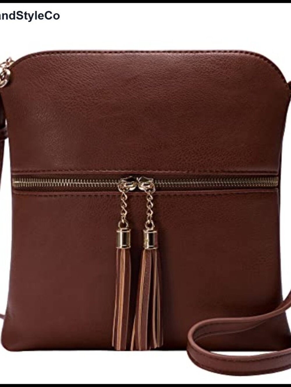 Solene Women's Lightweight Faux Leather Crossbody Purse with Tassel